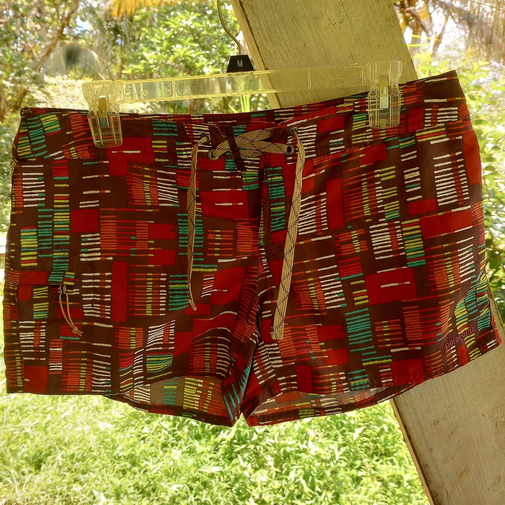 Red and Teal Patagonia Swim Shorts